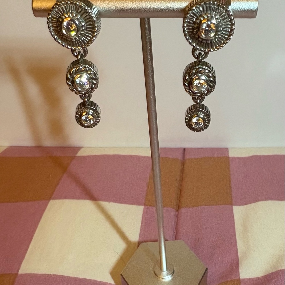 Judith Ripka Silver Clip-On Earrings